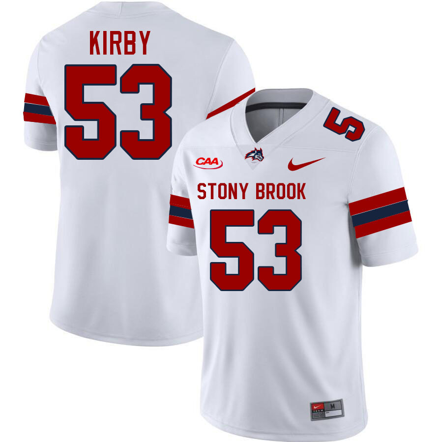 Stony Brook Seawolves #53 Enda Kirby College Football Jerseys,Uniforms-White